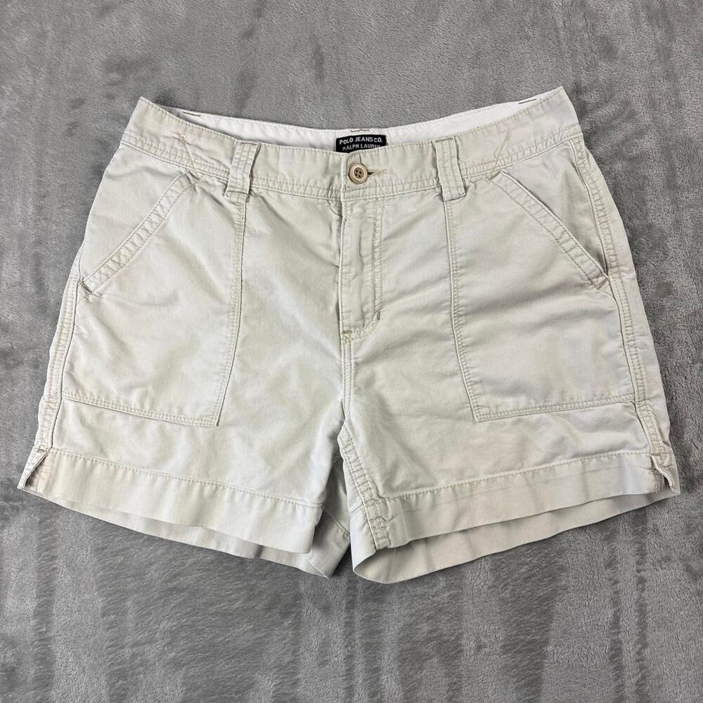 Polo Jeans Co Ralph Lauren Women’s Shorts Size 10 White Khaki Cargo Y2K